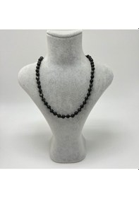 Resim Yıldız Doğal Taş Obsidyen Doğal Taş 6 MM Makrome Kolye 45 CM - 55 CM Ayarlanabilir Siyah 