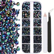 Resim 2660 adet Düz Sırt Kristal Taşlar 6 Boyutta (1.5-6mm) - El Sanatları, Tırnak Sanatı, Giysiler, Ayakkabılar, Çantalar ve DIY Projeleri için Alım Cımbızı ve Seçim Kalemi İçerir 