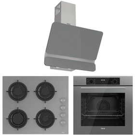 Resim Ferre Flowart Lumora Elite Gri 3'lü Ankastre Set ( QBL63CPR-CS208-D082 ) 