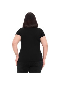 Resim Disentis Büyük Beden U Yaka Kısa Kollu Viskon Siyah Body Siyah 