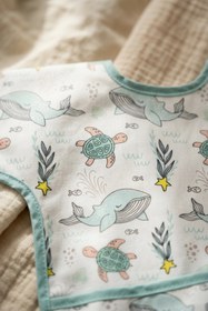 Resim Bebechi Ocean Dream Sıvı Geçirmez Cepli Uzun Kollu Leke Tutmaz Bebek Mama Ve Sanat Önlüğü - Balina Desenli 6 