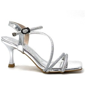 Resim Kindep Park Moda Biye Detaylı Topuklu Kadın Sandalet Gumüş Gumüş 