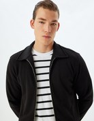 Resim Fermuarlı Ceket Gömlek Yaka Uzun Kollu Cep Detaylı Pamuklu 