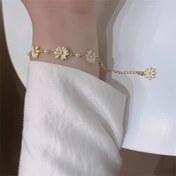 Resim Vintage Esintili Papatya Çiçeği Halhalı Ayak Bileziği | Sahte Vurgularla Alaşım | Kadınlar için Ayarlanabilir Zincir | Zarif Çiçek Deseni | Günlük Kullanıma Uygun Çok Yönlü | Şık Yaz Aksesuarı 