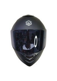 Resim Hf-701dv Unisex Tam Yüz Motosiklet Kaskı Çift Vizörlü Motokros Yarış Kaskı Dot Onaylı Large Beden Siyah 