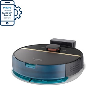 Resim Philips XU7000/01 7000 Serisi HomeRun Aqua Islak Kuru Robot Süpürge, Sarj istasyonlu, Koyu Siyah ve Altın Sarısı, 