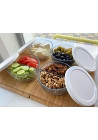 Resim Paşabahçe Polar 4 Adet Iki 2 Bölmeli Cam Saklama Kabı, Kahvaltılık 530683 Çok Renkli 