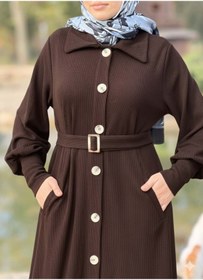 Resim Nissra Ankanoor Flato Cepli Toka Kemerli Örme Ferace 145 CM ANKA255115 
