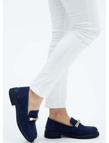 Resim Tamer Tanca Kadın Vegan Lacivert Süet Loafer Ayakkabı 817 9503 Bn Ayk Y23 Lacı Suet Lacivert 