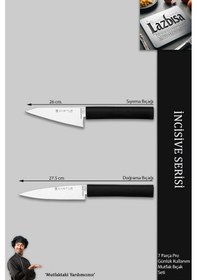 Resim İncisive Serisi Mutfak Bıçak Seti Et Sebze Şef Bıçağı 7li Mft-105 Siyah 