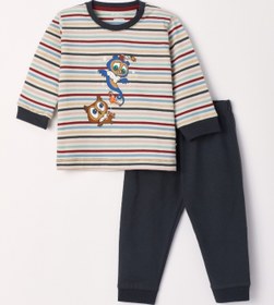 Resim Woody Pamuklu Erkek Bebek Pijama-plc - 931-baykuş Temalı Çok Renkli Çizgili Ekru 