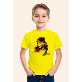 Resim Karya Butik Rihanna Baskılı Sarı Çocuk T-Shirt 