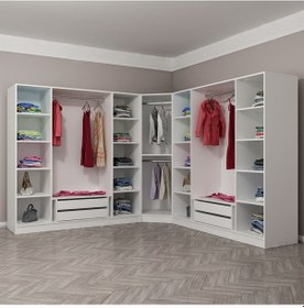 Resim Kale 9 Kapak 4ç Köşe Zincir Dolap - Beyaz 210cm Beyaz 