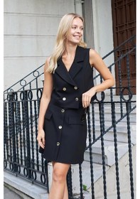 Resim JUMENT Kadın Diz Üstü Yüksek Bel Önü Düğmeli Cep Kapaklı Hafif Likralı Kumaş Çan Etek-siyah Siyah 