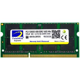 Resim 12800S 8 GB DDR3 1600 MHz CL11 Notebook Ram 