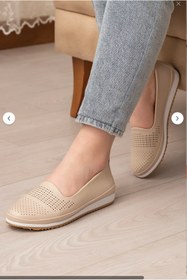 Resim Kadın Ortopedik Delikli Comfort Günlük Ayakkabı BEJ 