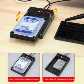 Resim Dm Usb3.2 Gen2 M.2 Nvme Sata 2.5" 3.5" SSD HDD Offline Clone Dock Station Klonlama 