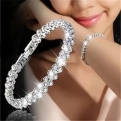 Resim 2025 Yeni Kadın Lüks Roma Kristal Rhinestone Bileklik - Trendy Kızlar için Zarif Azimli Takı, Sevgililer Günü Hediyesi, Parti Aksesuarı, Tüm Mevsimler Uyumlu, Romantik Hediye|Zarif Azimli Tasarım|Dayanıklı Alaşım 