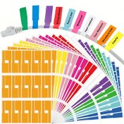 Resim 180 Çok Renkli Kablo Etiketi - Su Geçirmez, Çizilmeye Dayanıklı PVC Malzeme, El Yazılı ve Lazer Yazıcıyla Uyumlu, Çiziklere Dayanıklı Kablo Yönetimi Etiketleri 