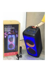 Resim Tastech Kablosuz Mikrofonlu Karaoke Bluetooth Hoparlör Tekerlekli Taşınabilir Speaker Partybox 