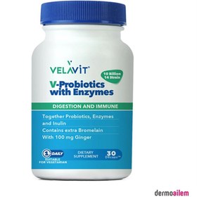 Resim Velavit V-Probiotics With Enzymes 30 Kapsül 