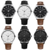 Resim Yazole 512 Casual Kuvars Erkek Saati Gümüş Kabuk Siyah Tepsi Kahverengi Kemer 