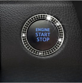 Resim Buse Araç Start Stop Siyah Kristal Taşlı Ateşleme Düğmesi Halkası 