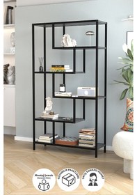 Resim Bofigo 6 Raflı Kitaplık Dekoratif Kitaplık Metal Kitaplık Ofis Kitaplığı Larissa Antrasit Antrasit 