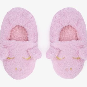 Resim Penti Açık Pembe Kız Çocuk Unicorn Desenli Nakışlı Ev Patiği 