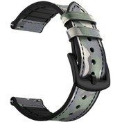 Resim Huawei Watch Gt2 42mm İçin 20mm Deri Kaplamalı Silikon Akıllı Saat Kayışı 