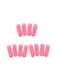 Resim 12 Adet Pembe Plastik Kendin Yap Saç Şekillendirici Makara Bigudi Klipsleri 