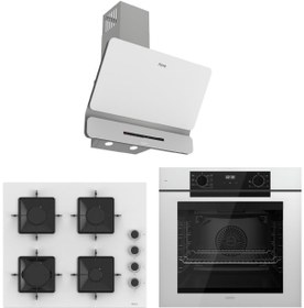 Resim Ferre White FryArt 3 lü Ankastre Set ( QEP63CB - SS206 - D081-SA ) A++ Sessiz Davlumbaz 