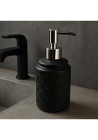 Resim Tekli Cam Pompalı Sabunluk Siyah 