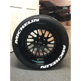 Resim Bombtire Motosiklet Uyumlu 3D Lastik Yazısı Michelin Full Beyaz 