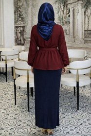 Resim CNG MODA Tesettür Kuşaklı Kol Büzgülü Gömlek 