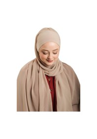 Resim Hürrem Bone Bej Pratik Hazır Geçmeli Bone Şal Şifon Düz 2506 12 bej 