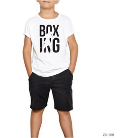 Resim Boxing Logo Beyaz Çocuk Tişört Siyah 
