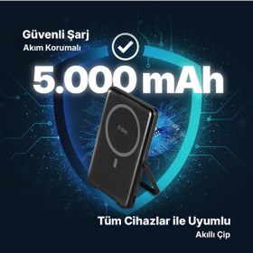 Resim Ttec 2BB235S Recharger M 5.000 mAh Magsafe Uyumlu PD 20W Stantlı Kablosuz Taşınabilir Hızlı Şarj Aleti 
