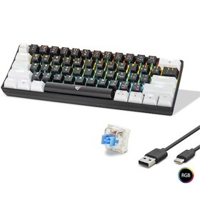 Resim Gaming Mekanik Rgb Klavye Blue Switch - Siyah Beyaz Mf1701bw 
