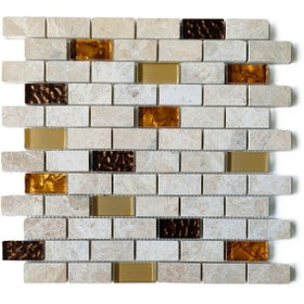 Resim MozaiKristaL Mutfak tezgah arası ve iç dekorasyonda tüm yüzeyler için 23x48x8 mm Mermer Mozaik. ( 1 m2 Fiyatıdır) 