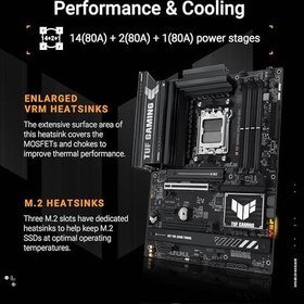 Resim ASUS TUF GAMING B850-PLUS WIFI AMD B850 AM5 DDR5 8000 DP HDMI 3x M2 USB3.2 Gen 2x2 WiFi 7 + BT AURA RGB 2.5Gbit LAN ATX 14+2+1 Güç Aşamaları, 1xGen5 M.2, Ready for Advanced AI PC 