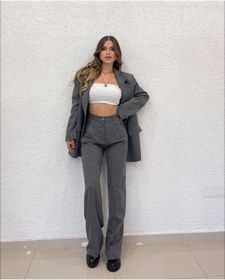 Resim Aec Prive Kadın Blazer Ceket Pantolon Takım - Şık Tasarım - GRİ / S / Kadın / Kız 