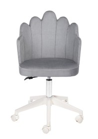 Resim Işıltı Beyaz Ayaklı Çalışma Sandalyesi Gri 