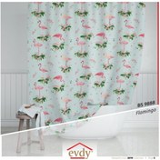 Resim Evdy Duş Perdesi Çamaşır Makinesi Örtüsü Takım 9888 Flamingo Çift Kanat 2x100x200cm 