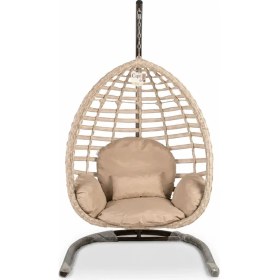 Resim Rattan Bahçe Salıncağı Tek Kişilik Minderli Balkon ve Teras Salıncağı 