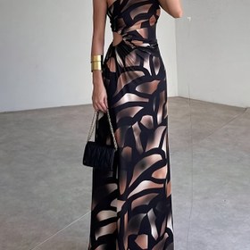 Resim Şık Omuz Üstü Geometrik Baskı Maxi Elbise - Seksi Sırtı Açık Bodycon Tasarımı, Yüksek-Düşük Etek, Bahar/Yaz/Sonbahar İçin Mükemmel, Yetişkin Kadın Modası, Yaz Modası | Omuz Üstü Elbise | Yüksek-Düşük Etek, Omuz Üstü Elbise 