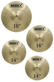 Resim Midex CYM-20 Cymbal Bateri Zil Seti ( 2x14'' Hi Hat 16'' Crash ve 18'' Crash/Ride) 