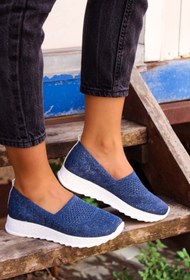 Resim Fast Step Kadın Günlük Rahat Ortopedik Yumuşak Taban Triko Indigo Anne Spor Ayakkabı Sneaker 