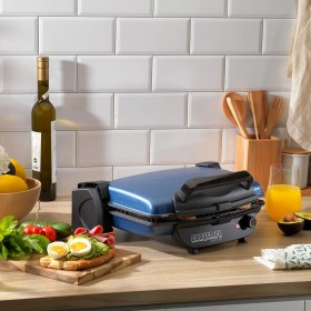 Resim Schafer Contempo Mavi Tost Makinesi 1750 W Yanmaz Yapışmaz Kaplama ve Çift Taraflı Plaka Özelliği 