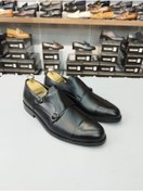 Resim YAREL Erkek Siyah Mat Çift Tokalı Klasik Hakiki Deri Oxford Ayakkabı 